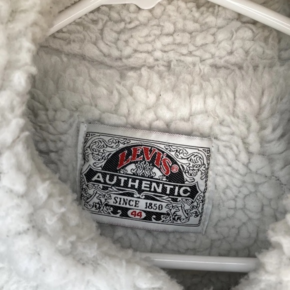 AUTHENTIC LEVIS Size 44 Reg Made in USA Sherpa Lined Denim Jacket VTG 1980’s - Picture 3 of 12